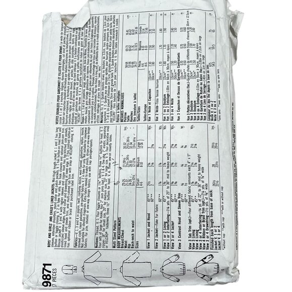 Simplicity 9871 Pattern Jacket & Coat Sizes S-M-L Youth & Adult - Picture 2 of 3